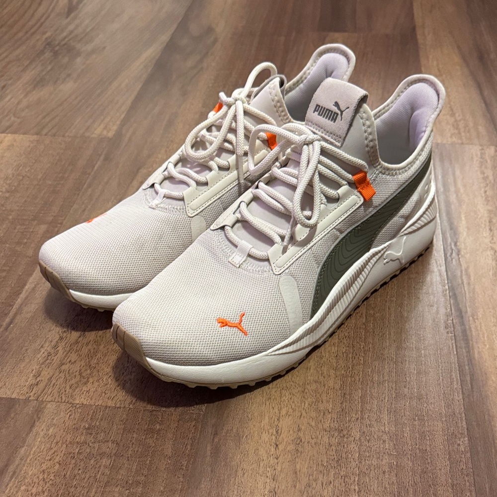 Puma Beige/Cream Shoes with Olive & Orange Highlights